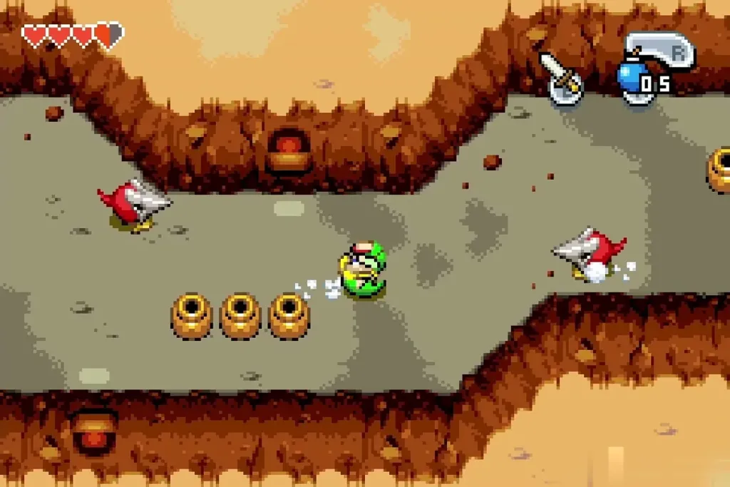 Link spinning against a masked Helmasaur Link spinning against a masked Helmasaur