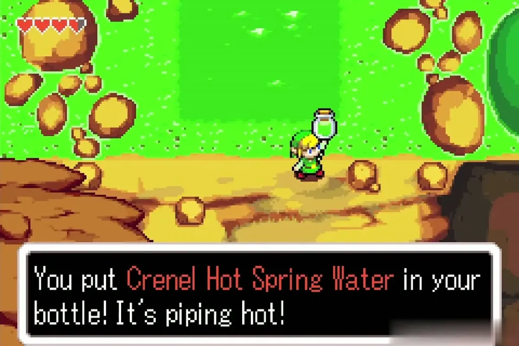 Link holding the bottle: Crenel Hot Spring Water, piping hot Link holding the bottle: Crenel Hot Spring Water, piping hot