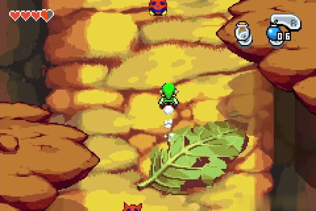 Tiny Link walking the Minish path past a big leaf Tiny Link walking the Minish path past a big leaf