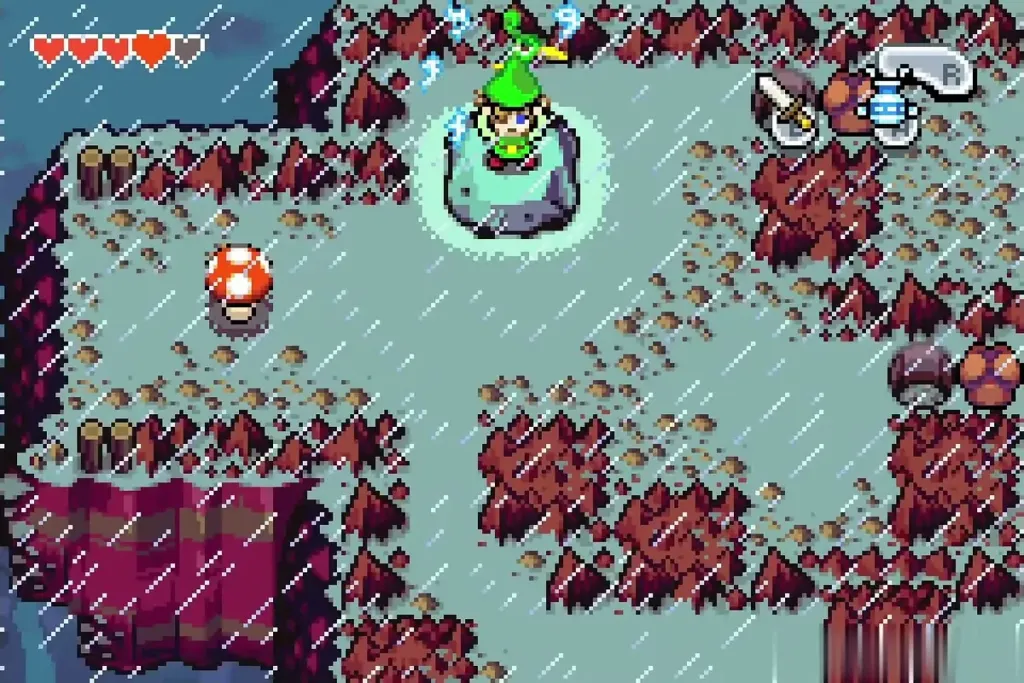 Link shrinking on the sparkling stone in the heavy rain Link shrinking on the sparkling stone in the heavy rain