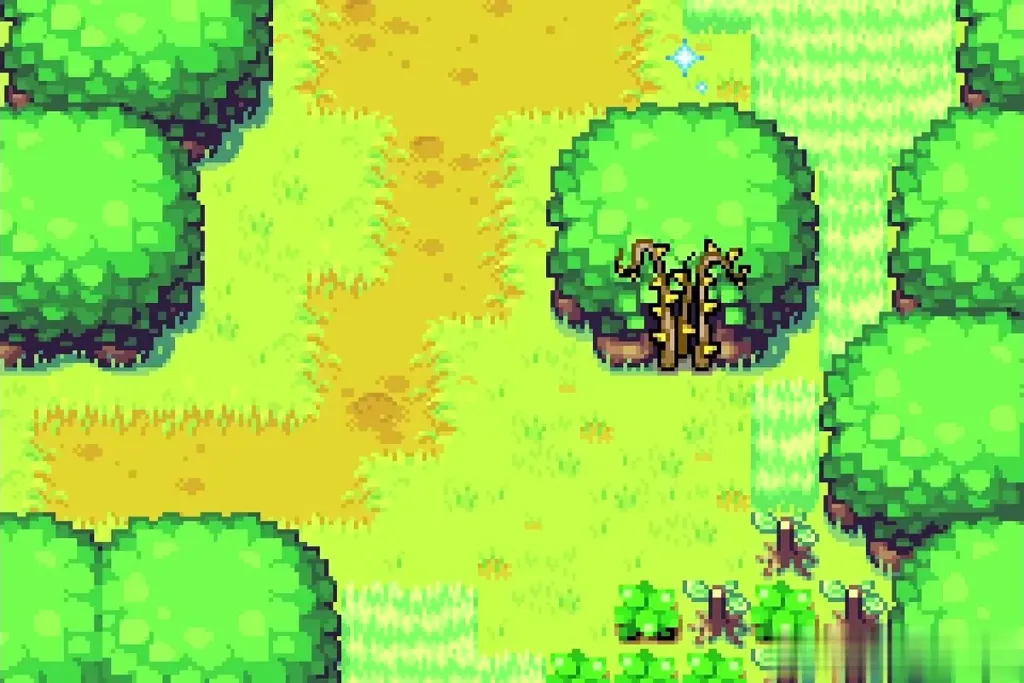 The hollow tree in South Hyrule Field blocked by thorny vines The hollow tree in South Hyrule Field blocked by thorny vines