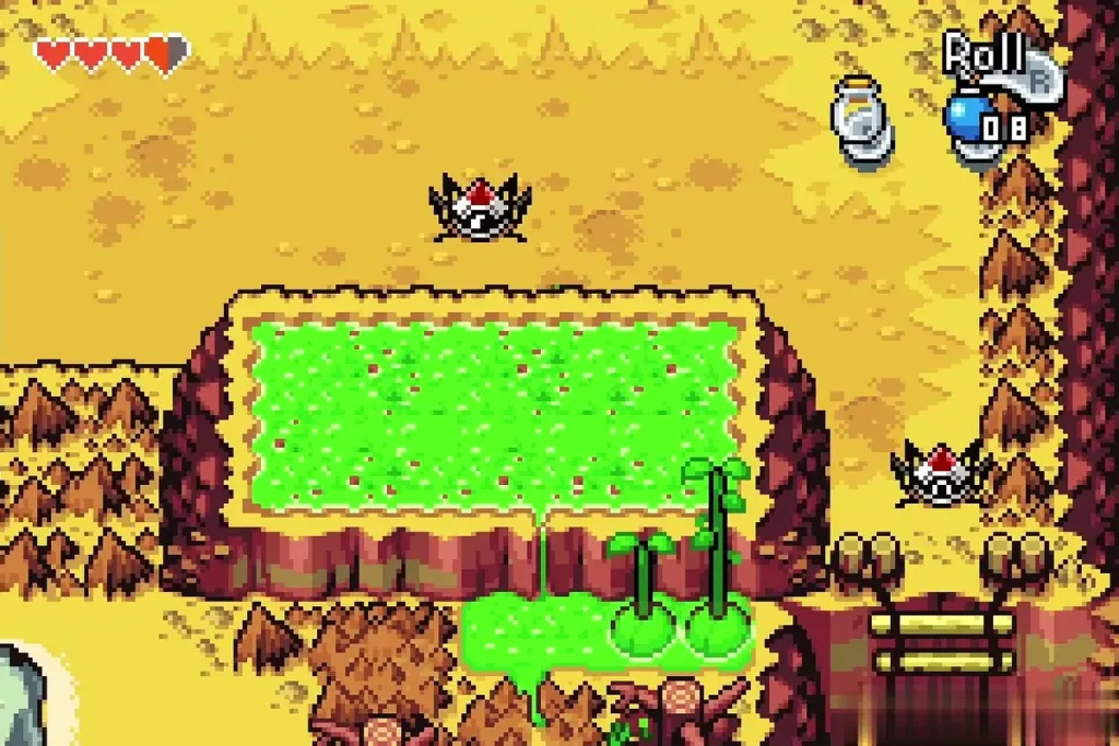 Red Tektites hopping on the upper ledge beside the green plateau Red Tektites hopping on the upper ledge beside the green plateau
