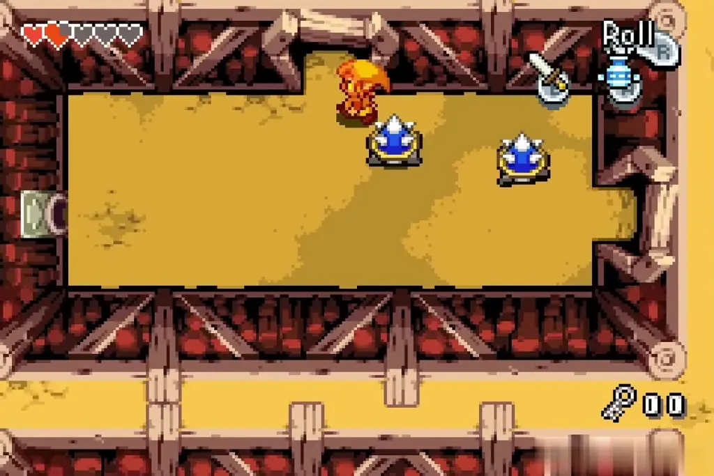 Link entering the room with two Spiked Beetles Link entering the room with two Spiked Beetles