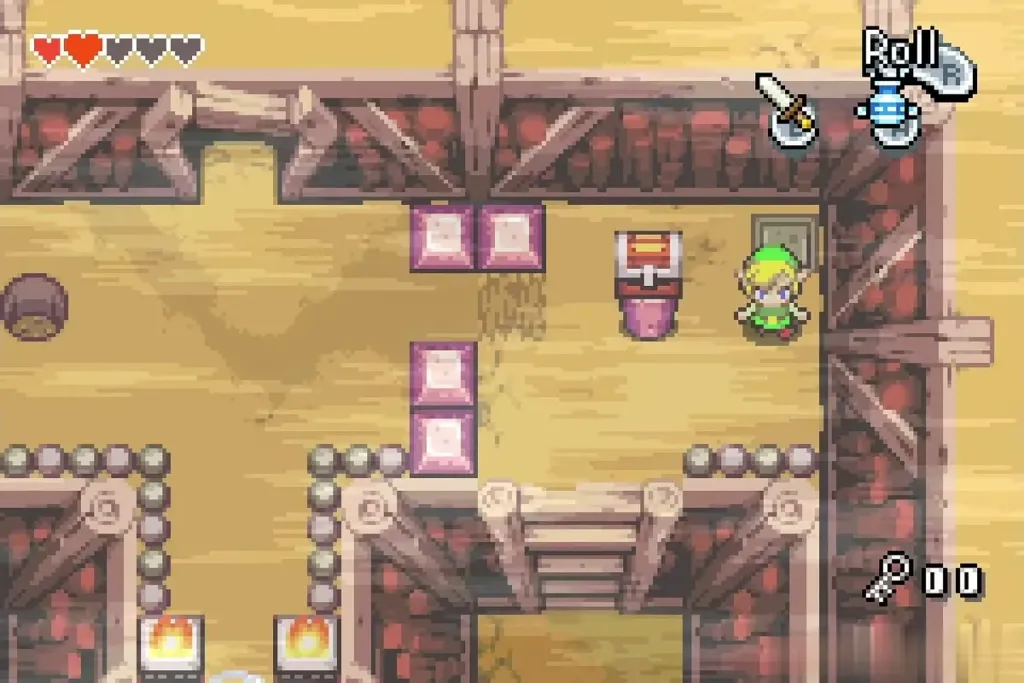 The room with the loose block and the chest to push The room with the loose block and the chest to push