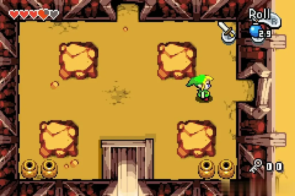 The first room of the Cave of Flames with pots and boulders The first room of the Cave of Flames with pots and boulders