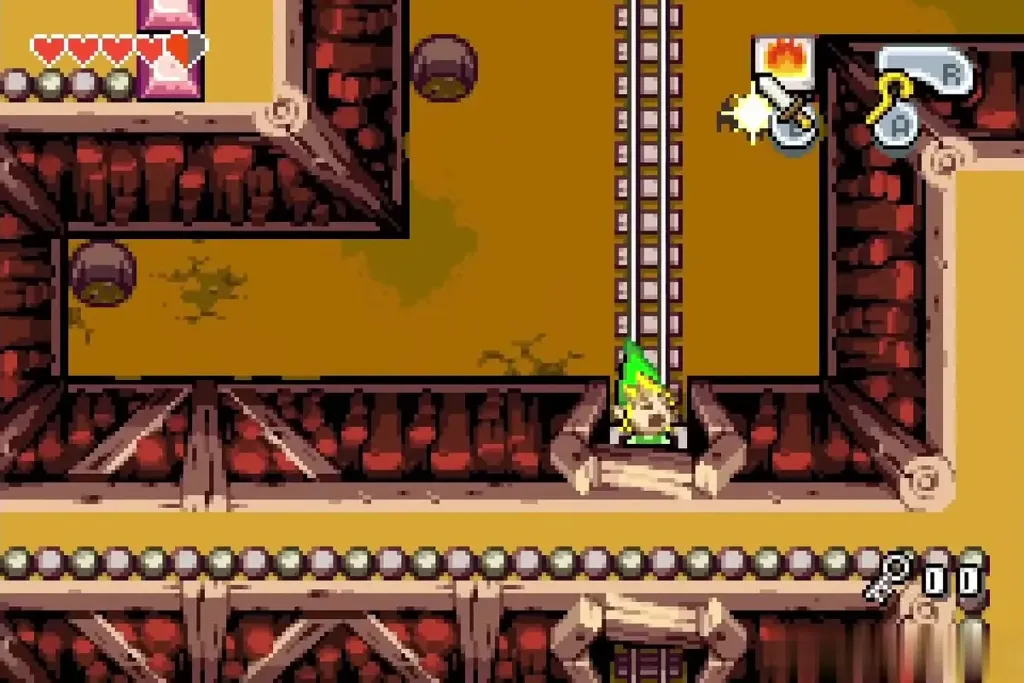 Link riding the mine cart south along the track Link riding the mine cart south along the track
