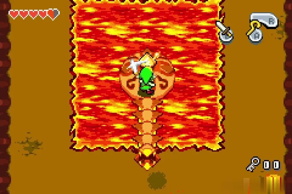 Link running along Gleerok's collapsed neck toward its back Link running along Gleerok's collapsed neck toward its back