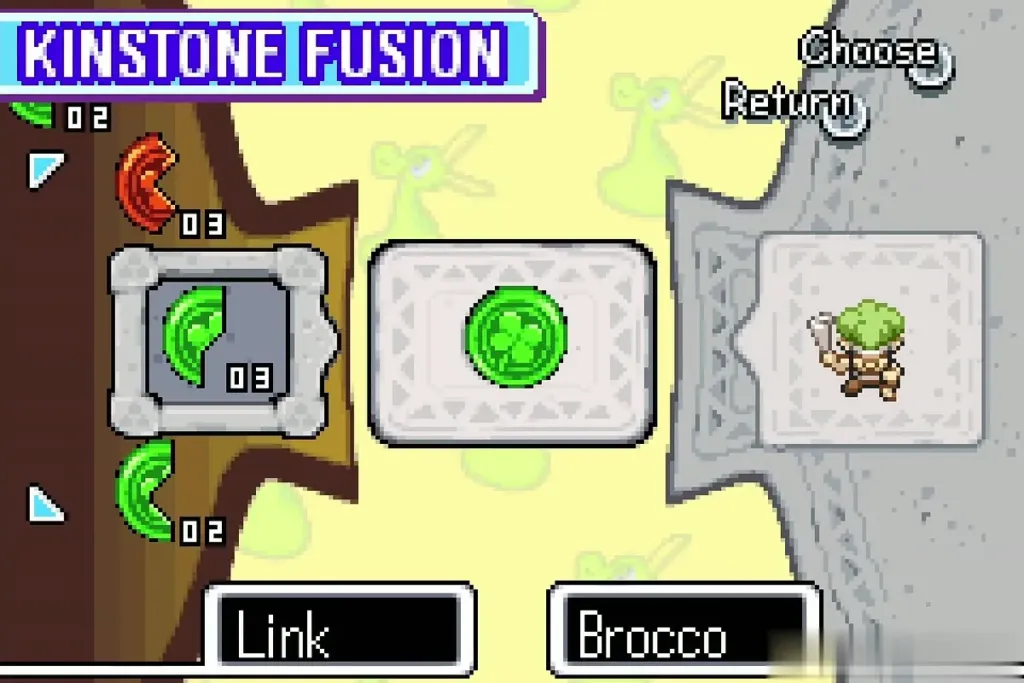 Kinstone Fusion screen with the green Kinstone piece joined with Brocco