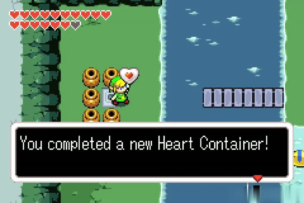 Link holding the heart: You completed a new Heart Container!