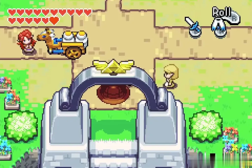 The bell hanging under the Hyrule Town gate arch