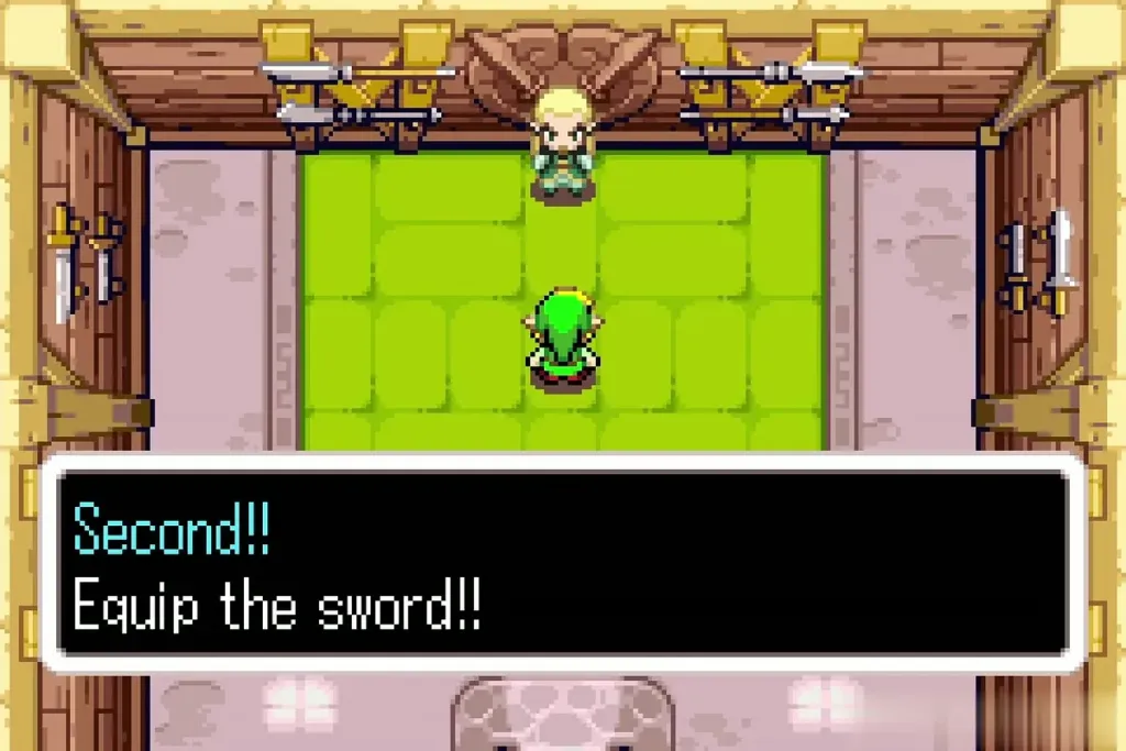 Swiftblade says Second, equip the sword, in his dojo