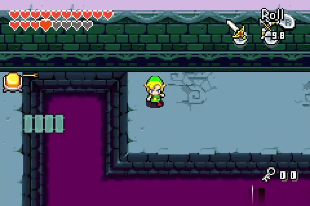 Link with the Bow equipped and a distant switch at the left Link with the Bow equipped and a distant switch at the left