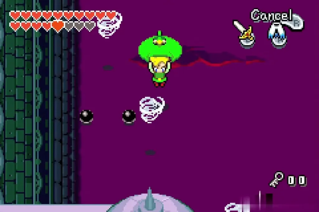 Link holding the cape open to cross a wide gap Link holding the cape open to cross a wide gap