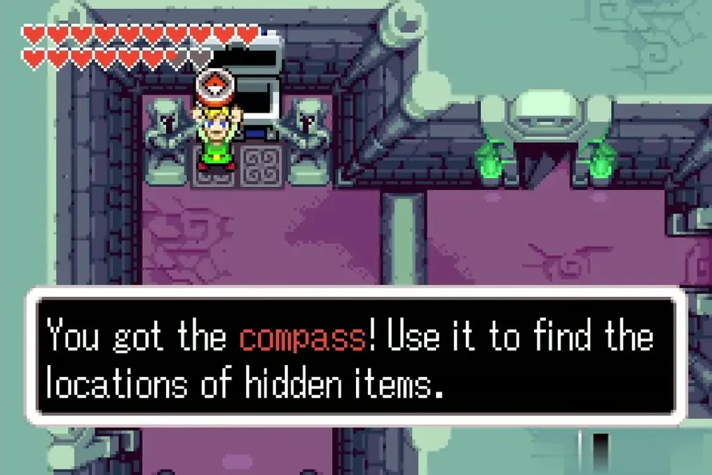 Link holding up the compass: You got the compass Link holding up the compass: You got the compass
