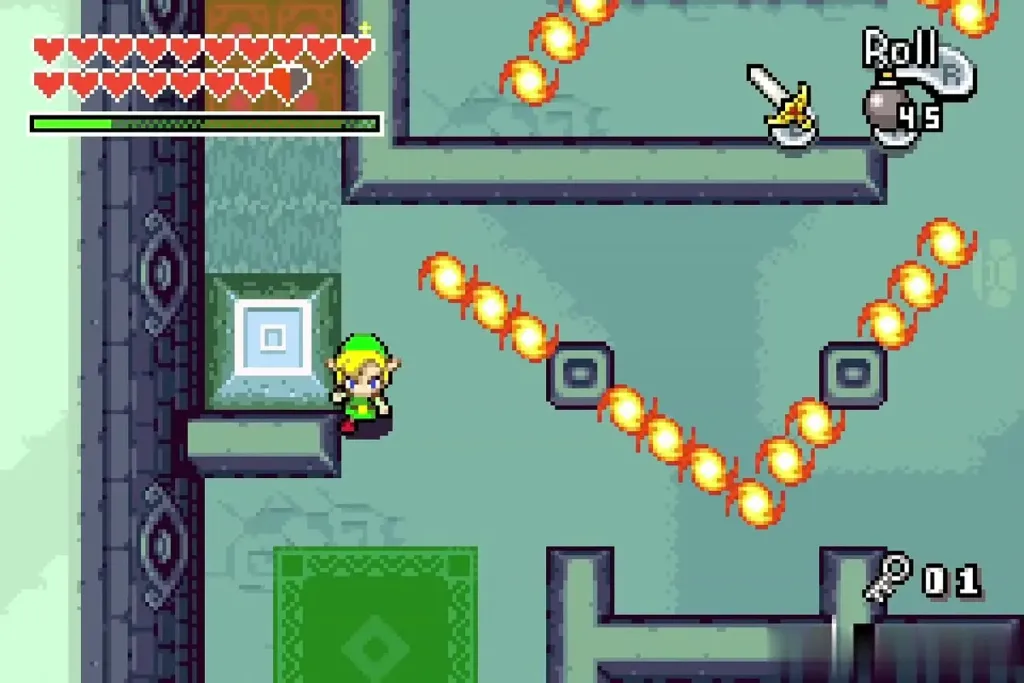 Link beside the fire-bar room on the carpeted route Link beside the fire-bar room on the carpeted route