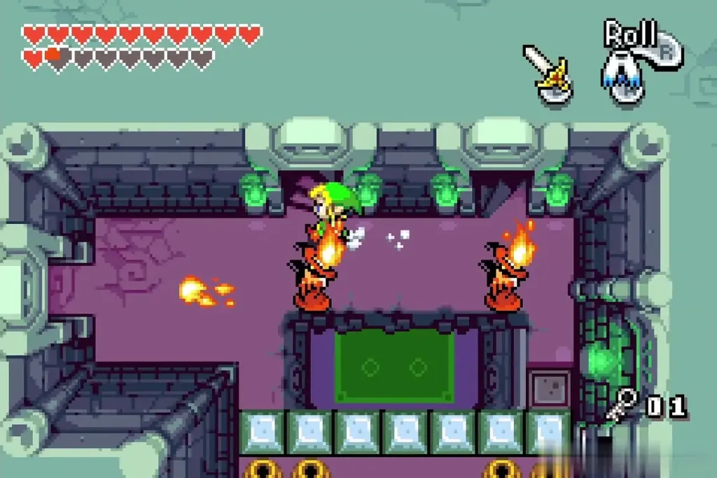 Fire Wizzrobes attacking Link in the room beyond Fire Wizzrobes attacking Link in the room beyond