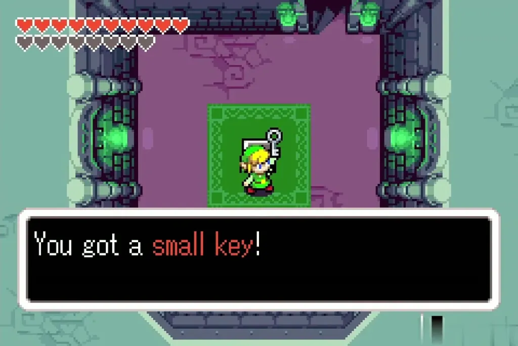 Link holding up a small key from the last tower chest: You got a small key Link holding up a small key from the last tower chest: You got a small key