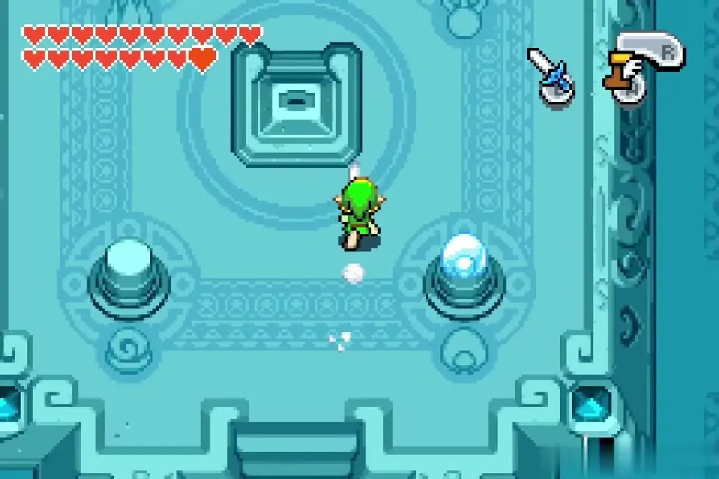 Link in the pedestal chamber with two Element stands view empty Link in the pedestal chamber with two Element stands view empty