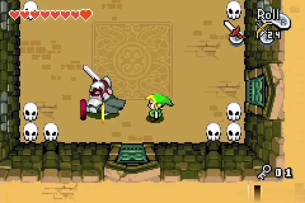Link circling the Darknut to strike from behind Link circling the Darknut to strike from behind