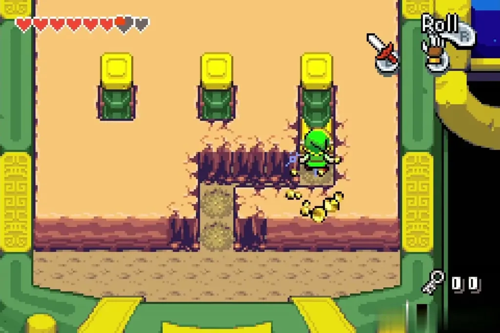 Link digging through the sand with the Mole Mitts inside the head Link digging through the sand with the Mole Mitts inside the head