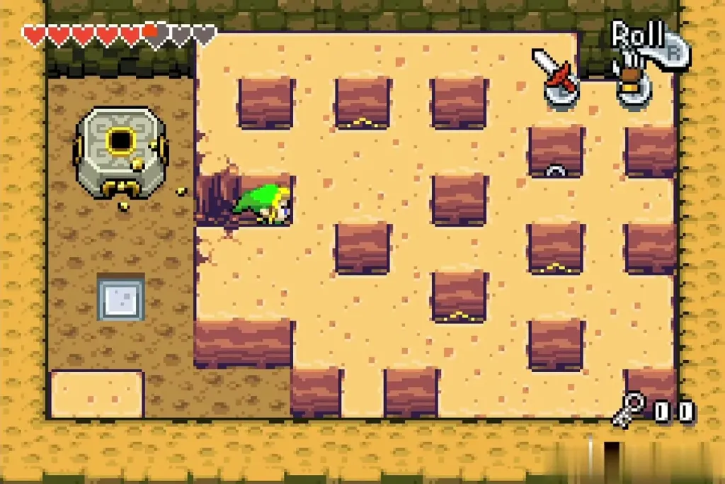 Link digging through sand with the Mole Mitts Link digging through sand with the Mole Mitts