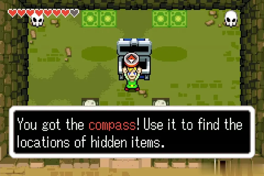 Link holding up the Compass with the You got the compass message Link holding up the Compass with the You got the compass message