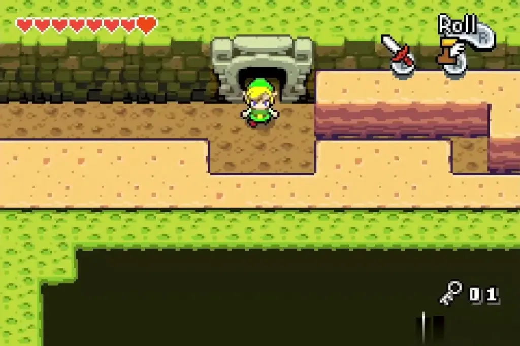 Link at a doorway on the outside sand ledge Link at a doorway on the outside sand ledge
