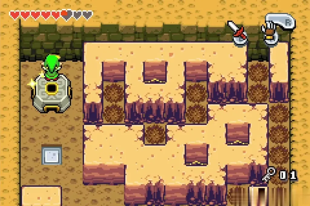 Link shrinking on the portal in the sand room Link shrinking on the portal in the sand room