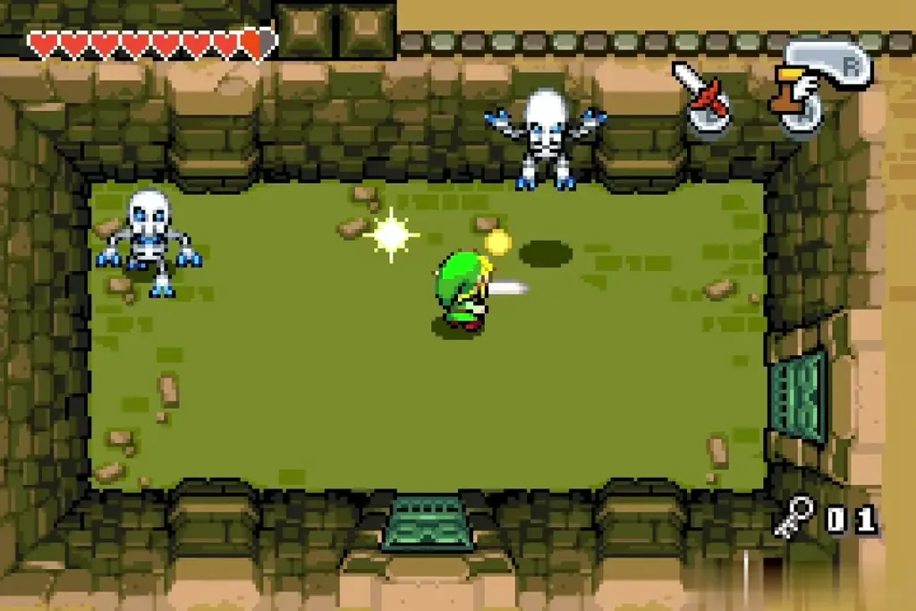 Link swinging his sword among Stalfos Link swinging his sword among Stalfos