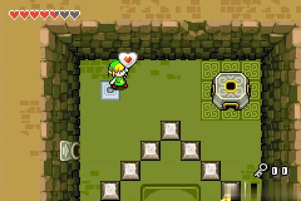 Link on the heart-marked tile as hearts refill Link on the heart-marked tile as hearts refill