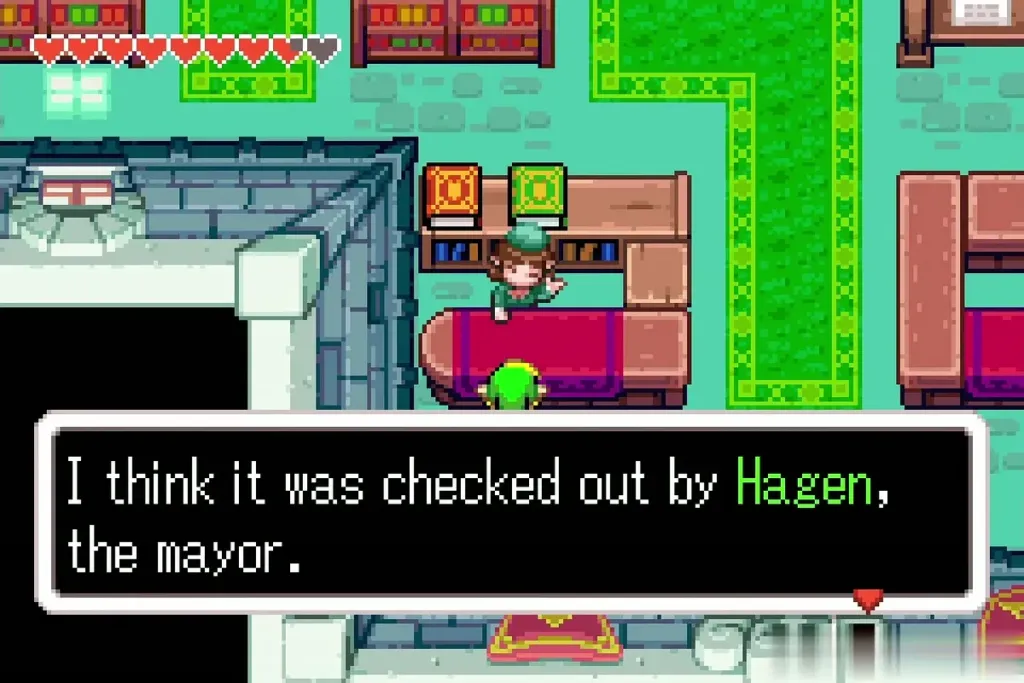 The librarian saying the missing book was checked out by Hagen, the mayor The librarian saying the missing book was checked out by Hagen, the mayor