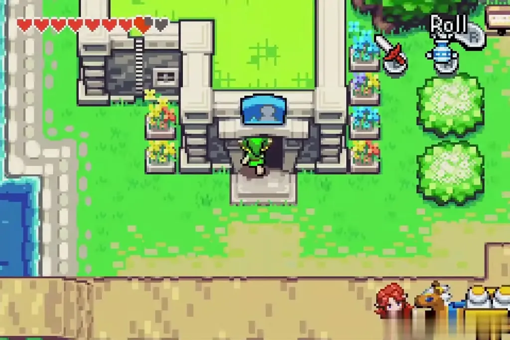 Link walking into the library entrance in Hyrule Town Link walking into the library entrance in Hyrule Town