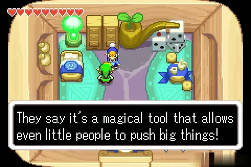 The Minish describing a magical tool that lets little people push big things The Minish describing a magical tool that lets little people push big things