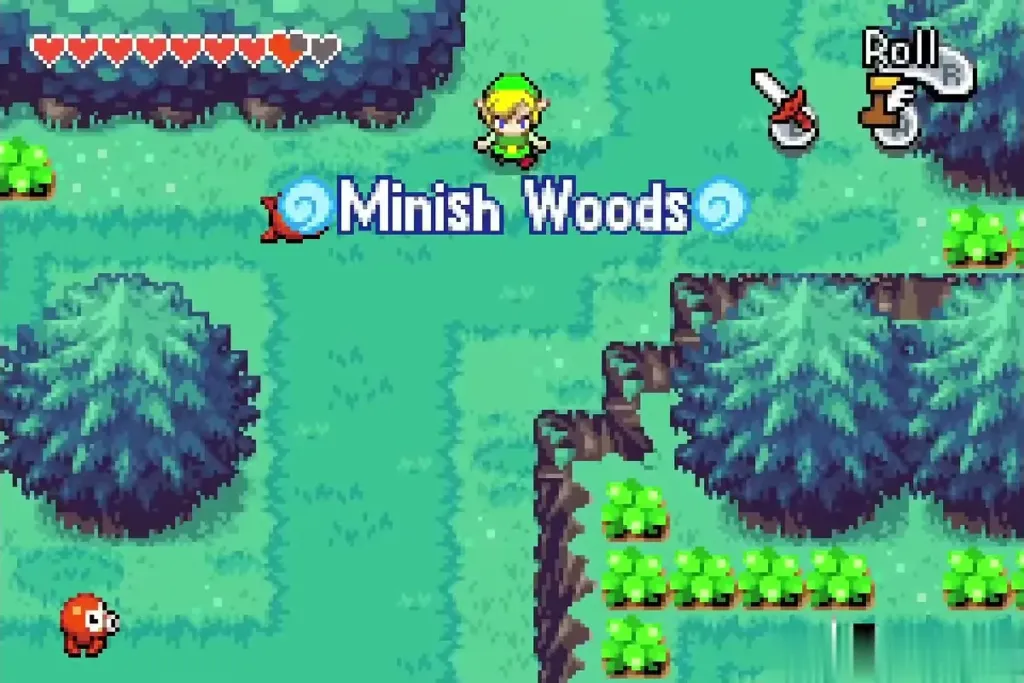 Link entering Minish Woods with the area name shown Link entering Minish Woods with the area name shown