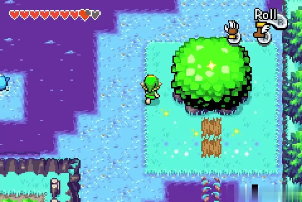 Link beside the odd tree behind the cabin Link beside the odd tree behind the cabin