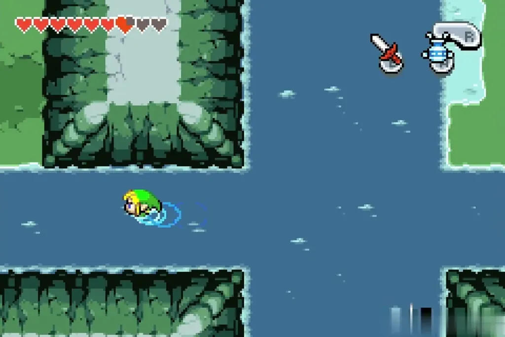 Link swimming through the river channel Link swimming through the river channel