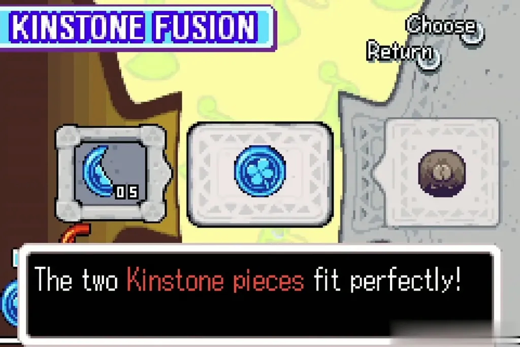 The Kinstone Fusion screen: the two pieces fit perfectly on the Mysterious Wall The Kinstone Fusion screen: the two pieces fit perfectly on the Mysterious Wall