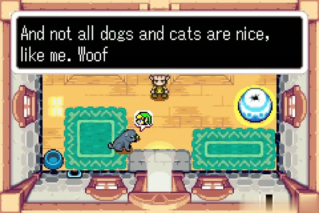 The dog telling Minish Link that not all dogs and cats are nice