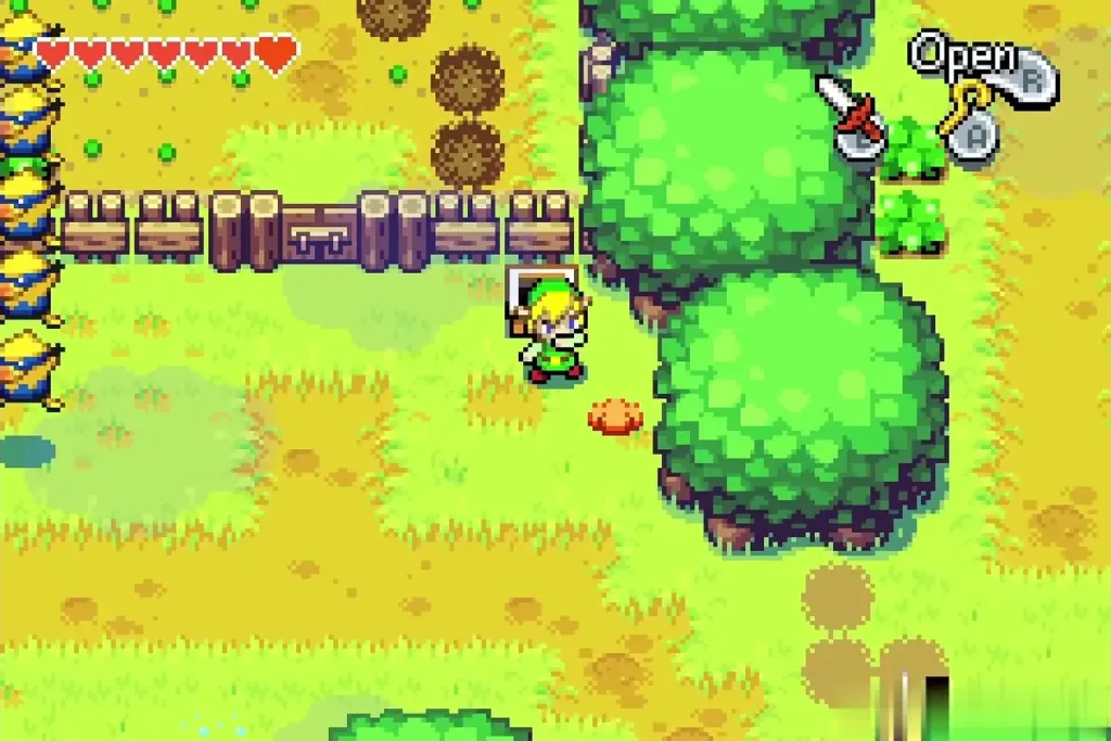 Link standing at the chest in the Eastern Hills