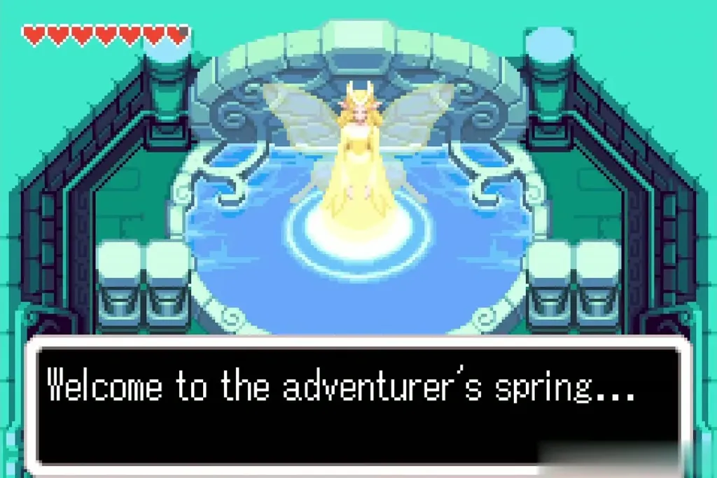 The Great Fairy welcomes Link to the adventurer's spring