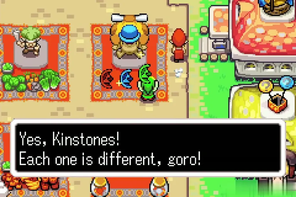 The Goron merchant telling Link that each Kinstone is different