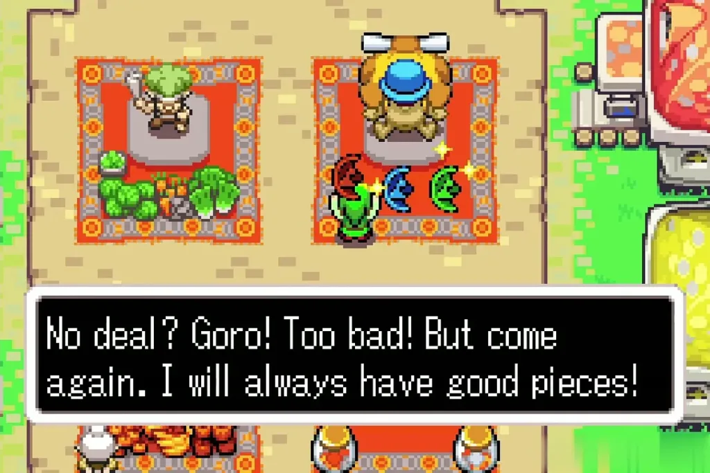 The Goron merchant telling Link to come again after he declines