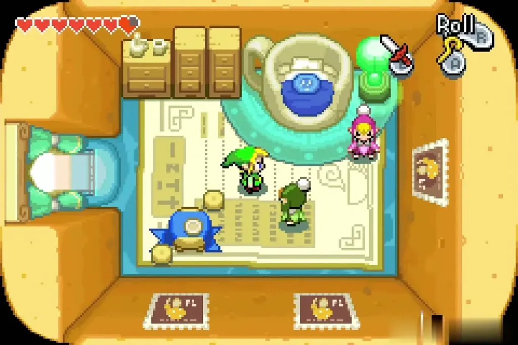 Link at Minish size in a tiny room with Minish residents