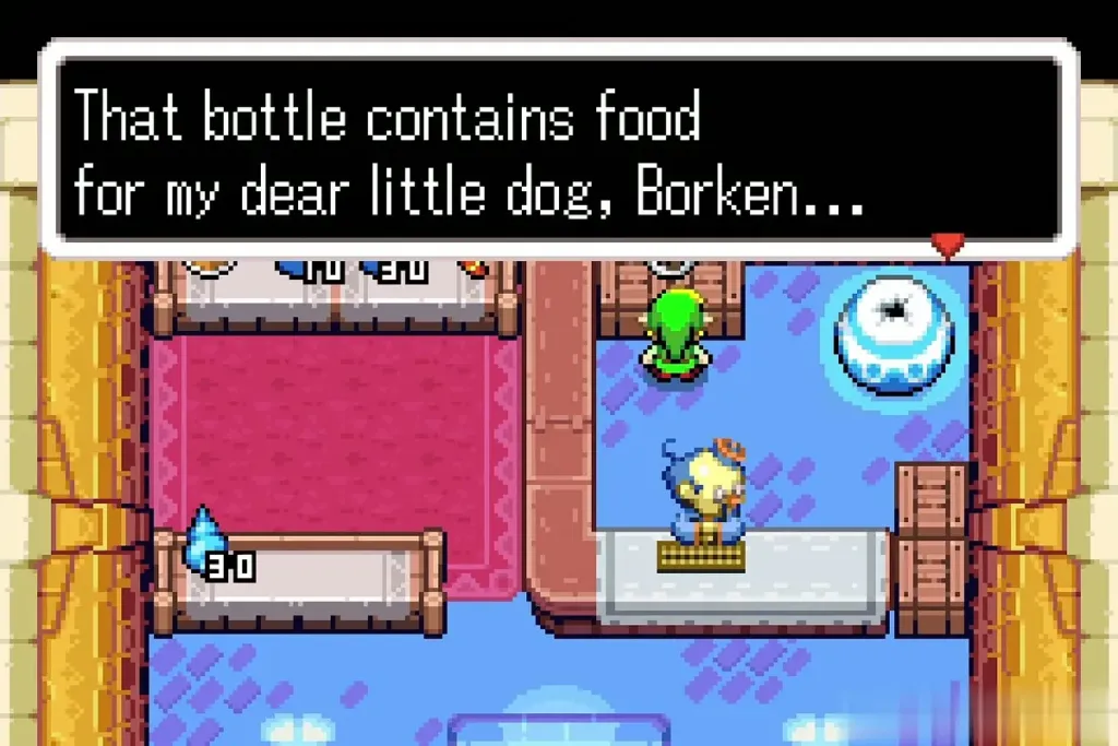 Stockwell explaining the bottle holds food for his dog Borken