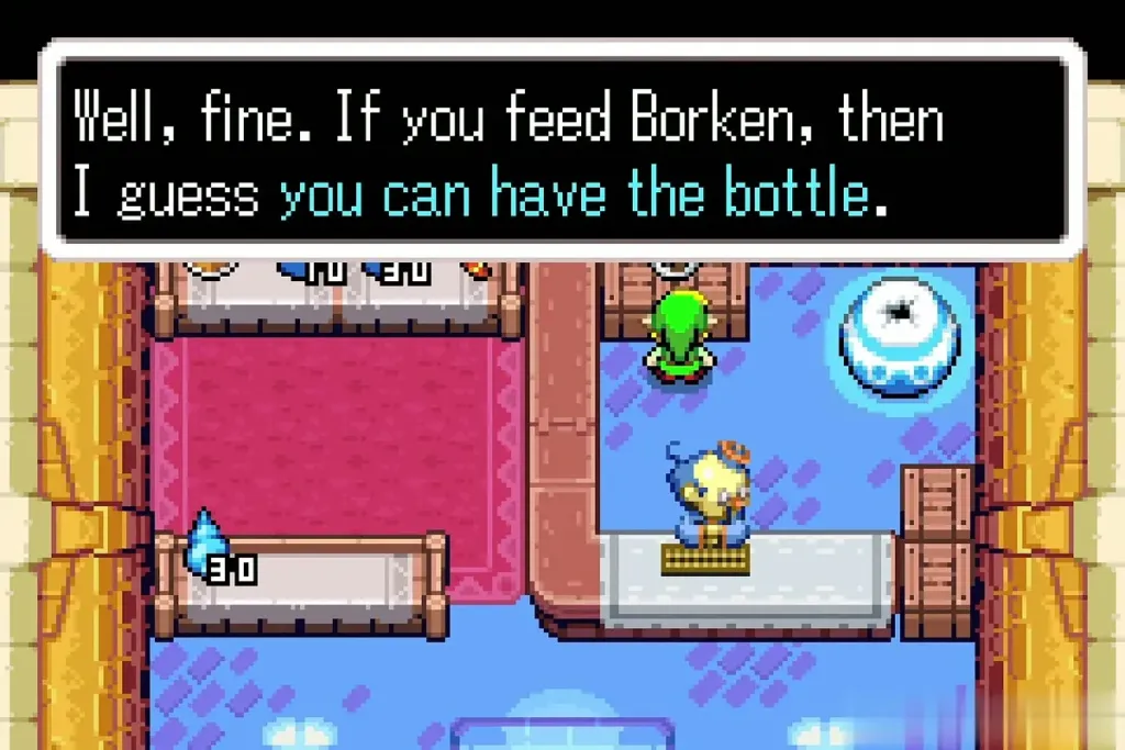 Stockwell saying Link can have the bottle if he feeds Borken
