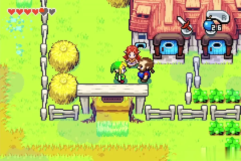 Link and Talon with Malon by the ranch house gate