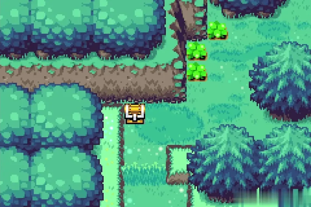 A chest appears under the cliff in Minish Woods