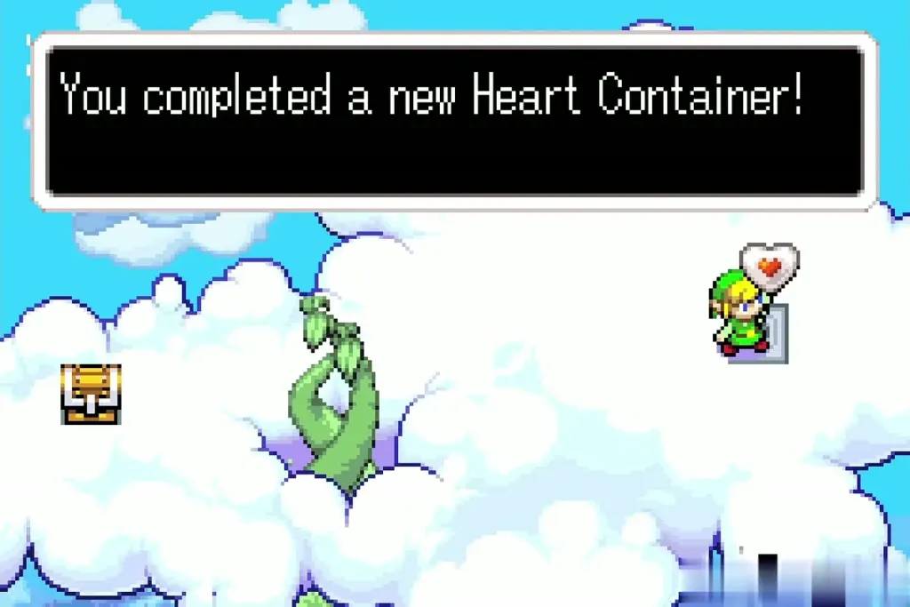 Link holding the Piece of Heart on the cloud, new Heart Container complete Link holding the Piece of Heart on the cloud, new Heart Container complete