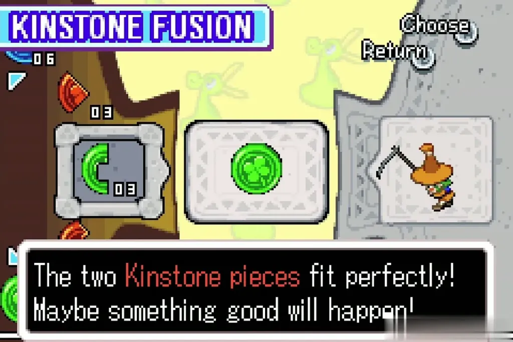 Kinstone Fusion screen: green pieces of Link and Meenie fit perfectly Kinstone Fusion screen: green pieces of Link and Meenie fit perfectly