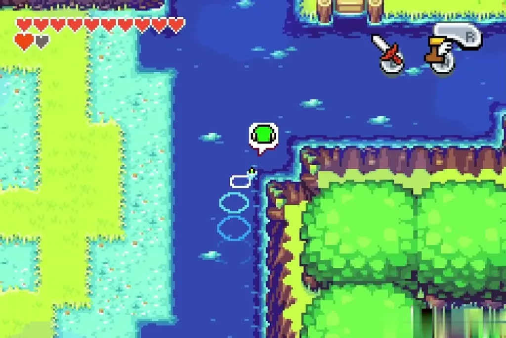 Minish-size Link swimming along the river Minish-size Link swimming along the river